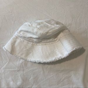 Urban outfitters white denim frayed bucket hat